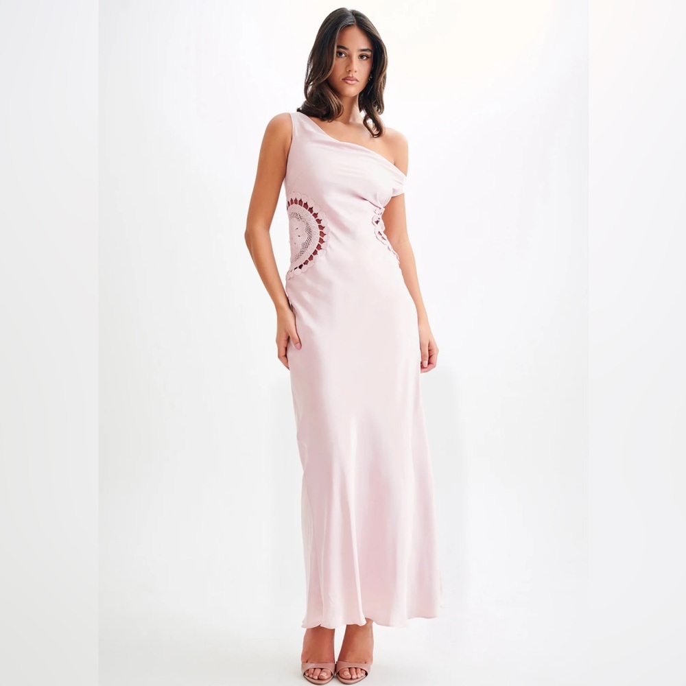 Kristina Satin Maxi Dress with Crochet